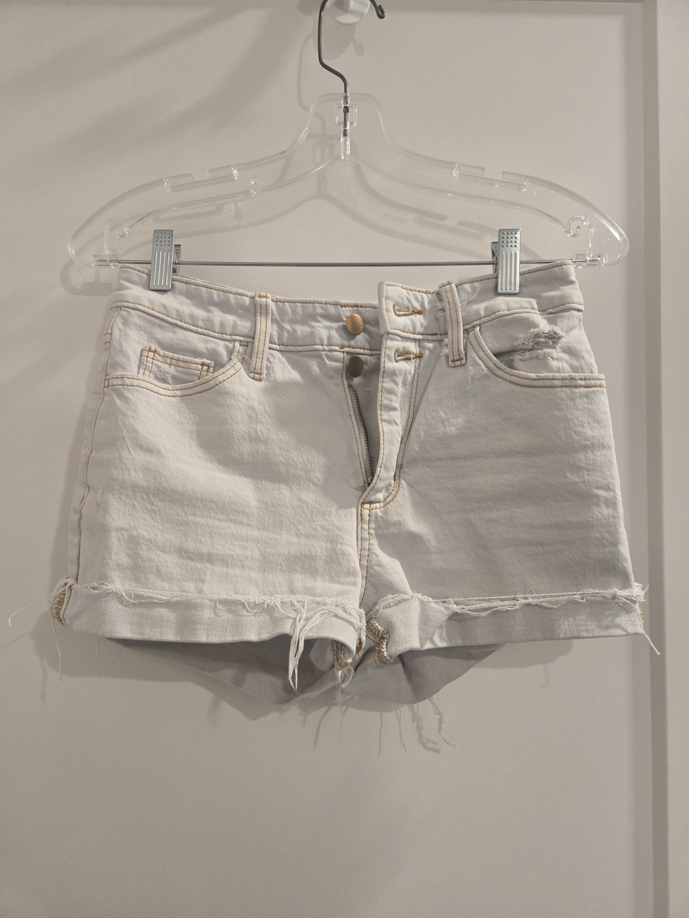 Universal Thread White Mid-Rise Frayed Denim Shorts